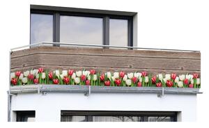 Barna műanyag erkély belátásgátló 500x85 cm Tulips – Maximex
