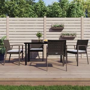 5 részes polyrattan és acél kerti étkezőgarnitúra párnával