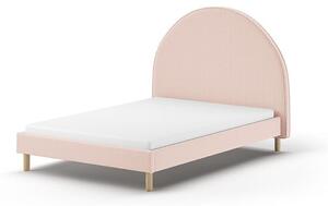 Rózsaszín kárpitozott egyszemélyes ágy ágyráccsal 140x200 cm MOON – Vipack