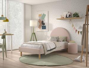 Rózsaszín kárpitozott egyszemélyes ágy ágyráccsal 90x200 cm MOON – Vipack