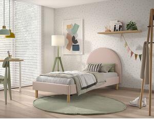 Rózsaszín kárpitozott egyszemélyes ágy ágyráccsal 90x200 cm MOON – Vipack