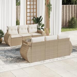 7 részes bézs polyrattan kerti ülőgarnitúra párnákkal