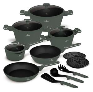 BerlingerHaus 15 részes edénykészlet Matte Green Collection(BH/8208N)
