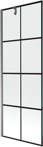 Mexen Next kádparaván 1-szárnyas 70 x 150 cm, fekete rács, gun metal - 895-070-000-00-77-95