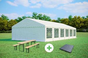 SZETT: Party sátor 6x12 m STANDARD – sátor + sörpad szettek + padló szín fehér