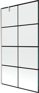 Mexen Next zuhanyfal 1-szárnyú 100 x 150 cm, fekete rács, csiszolt nikkel - 895-100-000-00-77-97
