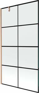 Mexen Next 1-szárnyú zuhanyfal 100 x 150 cm, fekete rács, kefézett réz - 895-100-000-00-77-65