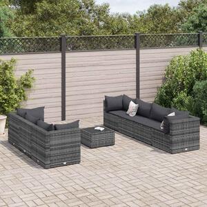8 részes szürke polyrattan kerti ülőgarnitúra párnákkal