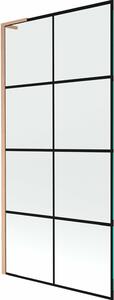 Mexen Next L fürdőkád paraván 1-szárnyas 90 x 150 cm, fekete rács, kefélt réz - 895-090-000-03-77-65