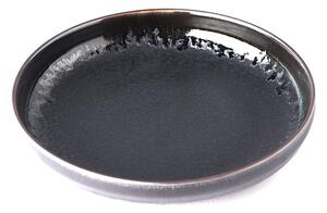 Matt fekete kerámia tányér peremmel, ø 22 cm - MIJ