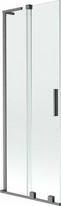 Mexen Velar L 2 szárnyas, toló fürdőszobai paraván 75 x 150 cm, átlátszó, kefélt szürke - 896-075-003-01-66