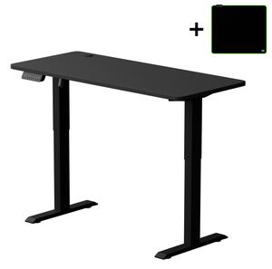 Bevezető ár! Elektromosan állítható magasságú írósztal ülő-/állómunkához ajándék RGB egérpad 140cm fekete Levano