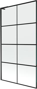 Mexen Next L kádparaván, 1-szárnyas, 100 x 150 cm, fekete rácsos, fekete - 895-100-000-03-77-70