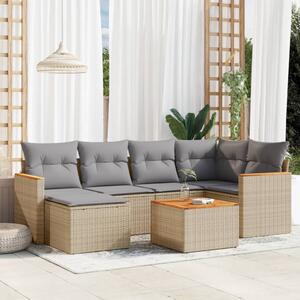 7 részes vegyes bézs polyrattan kerti ülőgarnitúra párnákkal