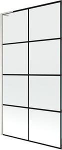 Mexen Next L fürdőkádparaván 1-szárnyú 100 x 150 cm, fekete rács, kefélt nikkel - 895-100-000-03-77-97