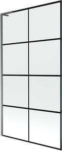 Mexen Next L fürdőkád legyezőajtó 1-szárnyú 100 x 150 cm, fekete rács, gun metal - 895-100-000-03-77-95