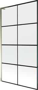 Mexen Next L kádparaván 1-szárnyas 100 x 150 cm, fekete rács, arany - 895-100-000-03-77-50