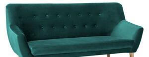 Háromszemélyes kanapé, sötétzöld bársony/bükk, NORDIC 3 VELVET