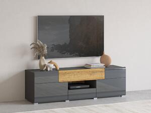TV-állvány Torsone 101, Laminált forgácslap, 48x159x39cm, Grandson tölgy, Antracit, Fényes antracit