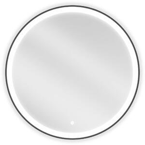 Mexen Esso megvilágított, kerek 80 cm-es fürdőszobai tükör, 6000K LED, páramentes, fekete keret - 9825-080-080-611-70