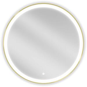 Mexen Esso megvilágított fürdőszobatükör, kerek 80 cm, LED 6000K, páramentes, arany keret - 9825-080-080-611-50