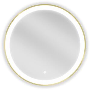 Mexen Esso megvilágított fürdőszobai tükör, kerek, 60 cm, LED 6000K, páramentes, arany keret - 9825-060-060-611-50