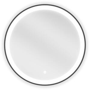 Mexen Esso világított, kerek fürdőszobai tükör, 60 cm, LED 6000K, páramentes, fekete keret - 9825-060-060-611-70