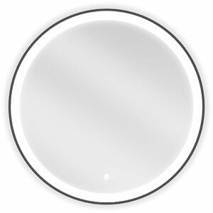 Mexen Esso világító fürdőszobai tükör, kerek 70 cm, LED 6000K, páramentes, fekete keret - 9825-070-070-611-70