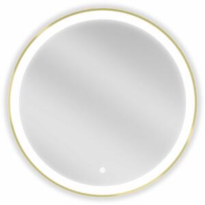 Mexen Esso világított fürdőszobai tükör, kerek 70 cm, LED 6000K, páramentes, arany keret - 9825-070-070-611-50
