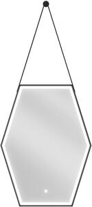 Mexen Orla megvilágított fürdőszobai tükör 60 x 80 cm, LED 6000K, páramentesítő, fekete keret - 9815-060-080-611-70