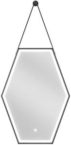 Mexen Orla 50 x 70 cm-es, LED 6000K, páramentes, fekete keretes fürdőszobai tükör világítással - 9815-050-070-611-70