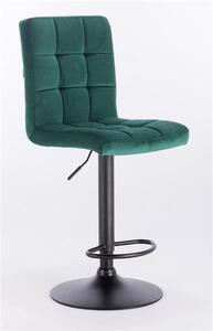 HR7009 Sötétzöld modern velúr szék fekete lábbal