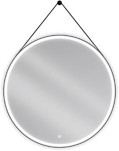 Mexen Reni kör alakú, megvilágított fürdőszobatükör, 100 cm, LED 6000K, páramentes, fekete keretben