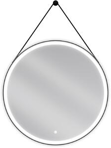 Mexen Reni kör alakú, megvilágított fürdőszobai tükör, 80 cm, LED 6000K, páramentes, fekete keret - 9812-080-080-611-70