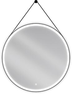 Mexen Reni megvilágított, kerek fürdőszobai tükör, 90 cm, LED 6000K, páramentes, fekete keret - 9812-090-090-611-70
