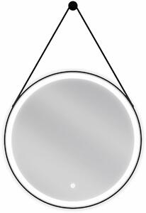 Mexen Reni megvilágított fürdőszobai tükör, kerek 60 cm, LED 6000K, páramentes, fekete keret - 9812-060-060-611-70