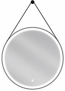 Mexen Reni fürdőszobai megvilágított tükör, kerek 70 cm, LED 6000K, páramentes, fekete keret - 9812-070-070-611-70