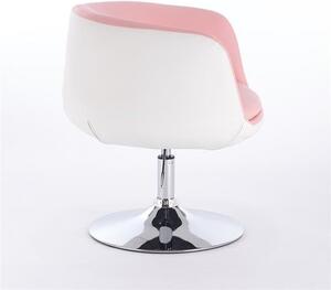 HC333N Rózsaszín-Fehér modern szék krómozott lábbal
