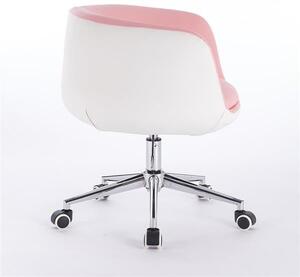 HC333K Rózsaszín-Fehér modern szék krómozott lábbal