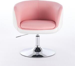 HC333N Rózsaszín-Fehér modern szék krómozott lábbal