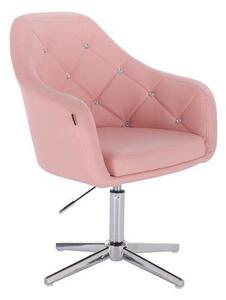 HC830 Rózsaszín modern műbőr szék krómozott lábbal