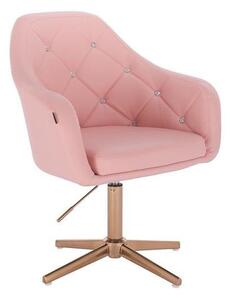 HC830CROSS Rózsaszín modern műbőr szék arany lábbal