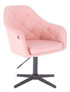 HC830 Rózsaszín modern műbőr szék fekete lábbal