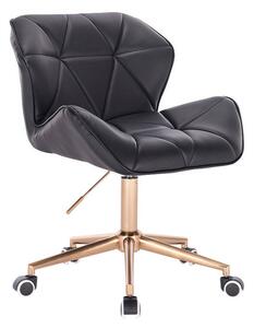 HR111K Fekete modern műbőr szék arany lábbal