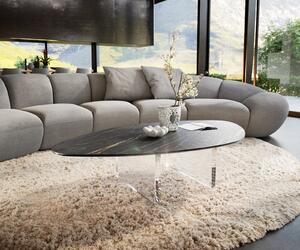 DELIFE Dohányzóasztal Edge organikus 140x76 cm Laminam® kerámia Noir Desir barna Lumia akril