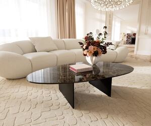 DELIFE Dohányzóasztal Edge ovális 140x75 cm kerámia emperador extra lucidato sötétbarna Salto fém fekete