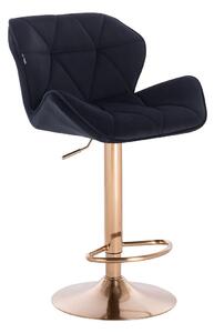 HR111W Fekete modern velúr szék arany lábbal