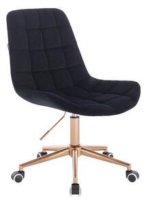 HR590K Fekete modern velúr szék arany lábbal