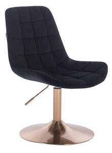HR590N Fekete modern velúr szék arany lábbal