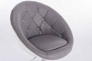 HC8516CCROSS Szürke-Fehér modern műbőr szék krómozott lábbal